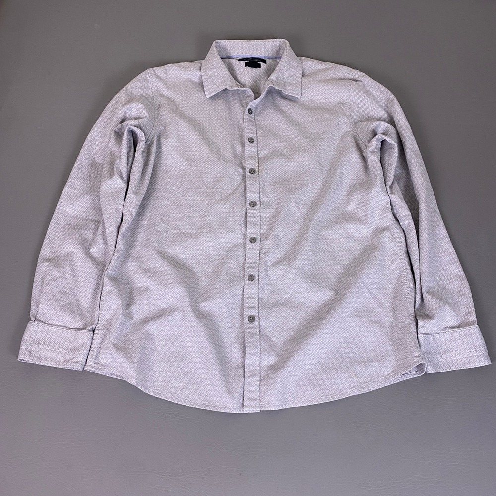 Marc Anthony Button Down Shirt Men's XL Slim Fit Gray Long Sleeve Geometric *